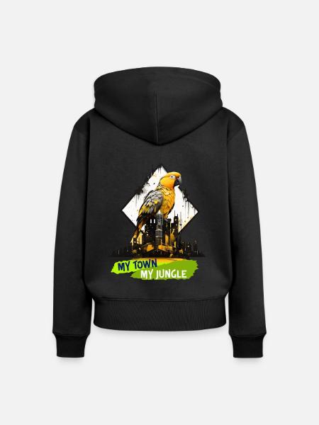 my town, my jungle - Frauen Premium Bio Zip Hoodie - Schwarz