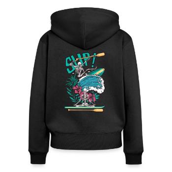 SUP Surfer Stand Up Paddle Surfing sup Yoga skull - Frauen Premium Bio Zip Hoodie - Schwarz - Hinten - Julia (174cm)
