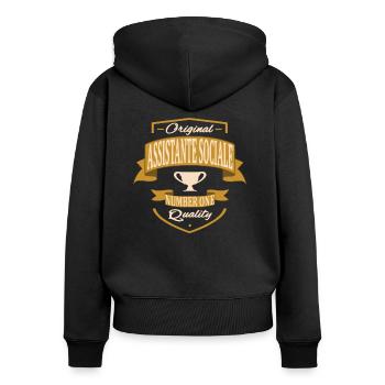 Assistante Sociale - Sweat à capuche zippé Premium bio Femme - noir - Dos - Julia (174cm)