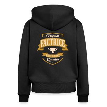 Factrice - Sweat à capuche zippé Premium bio Femme - noir - Dos - Julia (174cm)