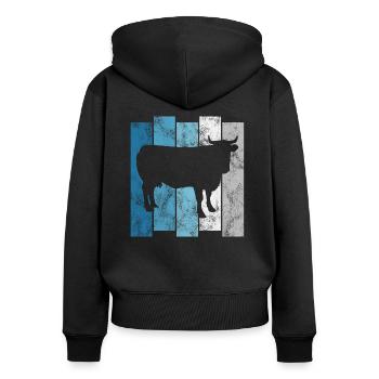 Vaches vaches vache vache vache agriculteur agriculteur rétro - Sweat à capuche zippé Premium bio Femme - noir - Dos - Julia (174cm)
