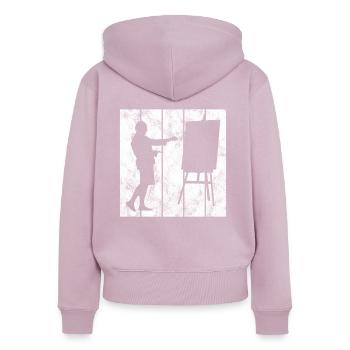 artiste rétro peinture artiste artiste peintre - Sweat à capuche zippé Premium bio Femme - rose poudré - Dos - Julia (174cm)