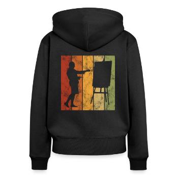 Artiste peinture rétro art artiste peintre - Sweat à capuche zippé Premium bio Femme - noir - Dos - Julia (174cm)