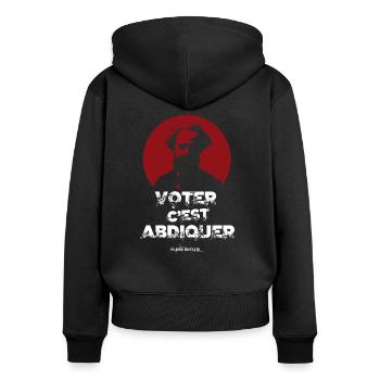 Elisée Reclus VOTER - Sweat à capuche zippé Premium bio Femme - noir - Dos - Julia (174cm)