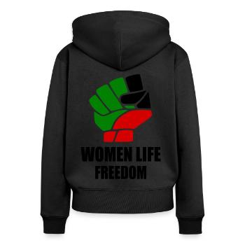 Women life freedom - Sweat à capuche zippé Premium bio Femme - noir - Dos - Julia (174cm)