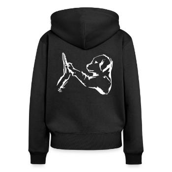 hund gibt 5 - high five - Frauen Premium Bio Zip Hoodie - Schwarz - Hinten - Julia (174cm)