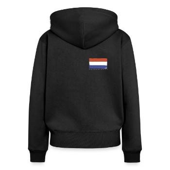 Pays-Bas Drapeau Nederland Holland Néerlandais - Sweat à capuche zippé Premium bio Femme - noir - Dos - Julia (174cm)
