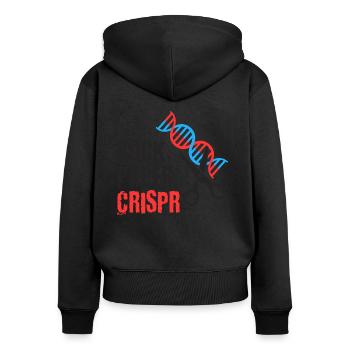 CRISPR - Frauen Premium Bio Zip Hoodie - Schwarz - Hinten - Julia (174cm)
