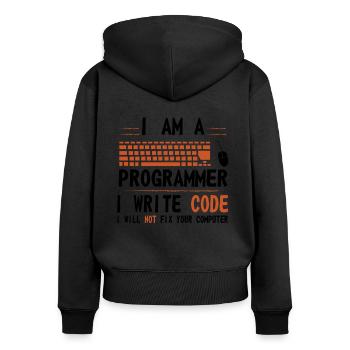 Programmierer - Frauen Premium Bio Zip Hoodie - Schwarz - Hinten - Julia (174cm)