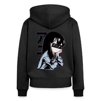 Anime Schoolgirl - Women's Premium Organic Zip Hoodie - black - Back - Julia (174cm)