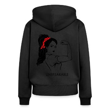 La puissance des filles - Sweat à capuche zippé Premium bio Femme - noir - Dos - Julia (174cm)