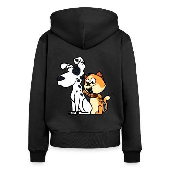 Chat Dalmate Tatouage - Sweat à capuche zippé Premium bio Femme - noir - Dos - Julia (174cm)