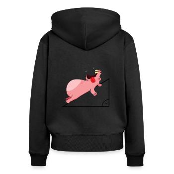 Hypoténuse mathématiques Hippopotame Drôle - Sweat à capuche zippé Premium bio Femme - noir - Dos - Julia (174cm)