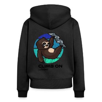 Climbing sloth - Women's Premium Organic Zip Hoodie - black - Back - Julia (174cm)