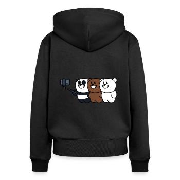 famille ours - Sweat à capuche zippé Premium bio Femme - noir - Dos - Julia (174cm)
