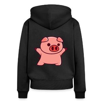Petit cochon - Sweat à capuche zippé Premium bio Femme - noir - Dos - Julia (174cm)