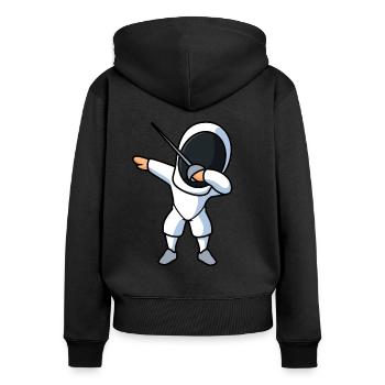 Tamponnage d'escrime - Sweat à capuche zippé Premium bio Femme - noir - Dos - Julia (174cm)