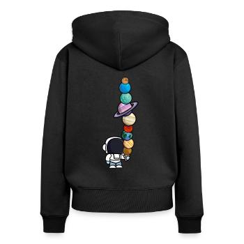 Astronaut Eis Essen Planeten Lustig - Frauen Premium Bio Zip Hoodie - Schwarz - Hinten - Julia (174cm)