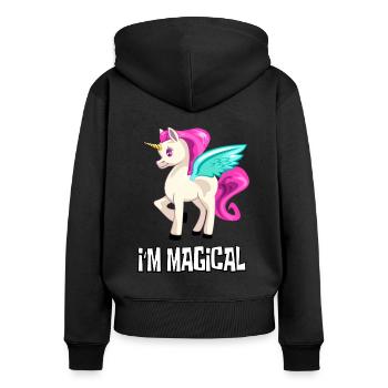 UNICORN Unicorn I at the magical unicorn - Women's Premium Organic Zip Hoodie - black - Back - Julia (174cm)