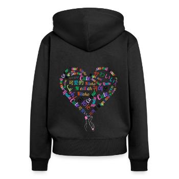 KAWAII - Sweat à capuche zippé Premium bio Femme - noir - Dos - Julia (174cm)