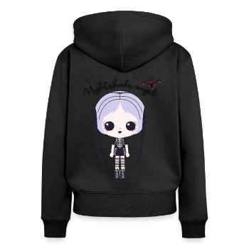 Ange de la morelle avec chauve-souris - Sweat à capuche zippé Premium bio Femme - noir - Dos - Julia (174cm)