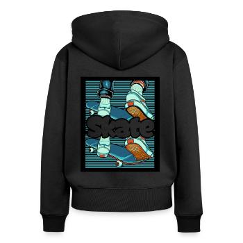 skate - Frauen Premium Bio Zip Hoodie - Schwarz - Hinten - Julia (174cm)