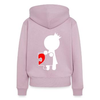 T-shirt de partenariat relation partenaire - Sweat à capuche zippé Premium bio Femme - rose poudré - Dos - Julia (174cm)