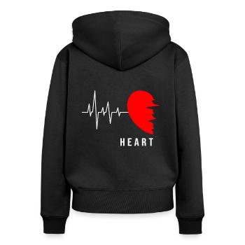 Partnerlook Beziehung Partnerschaft T-Shirt - Frauen Premium Bio Zip Hoodie - Schwarz - Hinten - Julia (174cm)