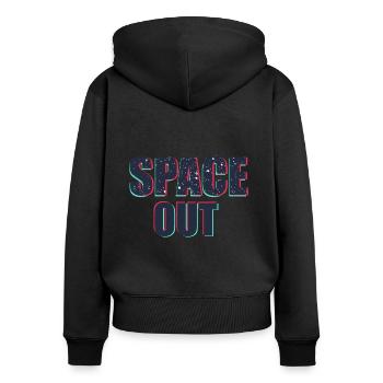 Space Out T-Shirt Geschenk Alien Universum - Frauen Premium Bio Zip Hoodie - Schwarz - Hinten - Julia (174cm)