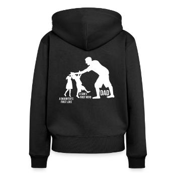 Vater und Sohn - Vater und Tochter Geschenk Papa - Frauen Premium Bio Zip Hoodie - Schwarz - Hinten - Julia (174cm)