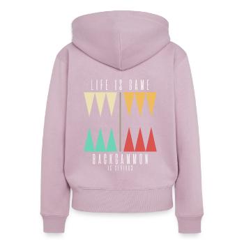 Backgammon Spieler Brettspiel T-Shirt Geschenk - Frauen Premium Bio Zip Hoodie - Altrosa - Hinten - Julia (174cm)