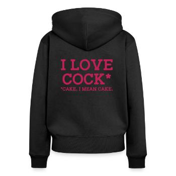I Love Cock Cake I Mean Cake Funny Sarcasm Women - Frauen Premium Bio Zip Hoodie - Schwarz - Hinten - Julia (174cm)