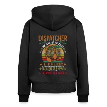 Répartiteur Le Coeur Un Hippie La Bouche D'un Marin - Sweat à capuche zippé Premium bio Femme - noir - Dos - Julia (174cm)