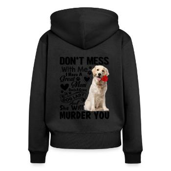 Chien Golden Retriever ne plaisante pas avec moi - Sweat à capuche zippé Premium bio Femme - noir - Dos - Julia (174cm)