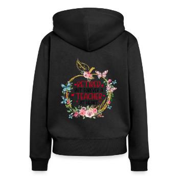 Retraité mais toujours un enseignant à cœur La retraite - Sweat à capuche zippé Premium bio Femme - noir - Dos - Julia (174cm)