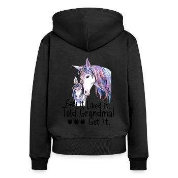 Granddaughter Saw It Liked It Told Grandma Got It - Frauen Premium Bio Zip Hoodie - Schwarz - Hinten - Julia (174cm)