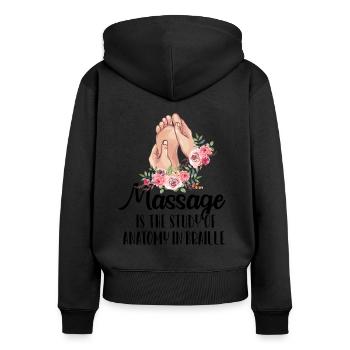 Le massage est l'étude de l'anatomie en braille - Sweat à capuche zippé Premium bio Femme - noir - Dos - Julia (174cm)