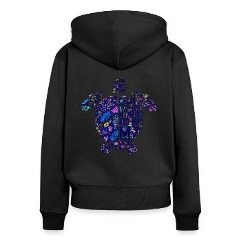 Dans l'océan, je vais perdre mon esprit, trouver mon âme - Sweat à capuche zippé Premium bio Femme - noir - Dos - Julia (174cm)