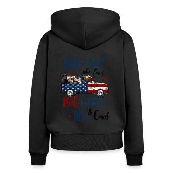 Just A Girl Who Loves Red White Blue And Cows - Frauen Premium Bio Zip Hoodie - Schwarz - Hinten - Julia (174cm)