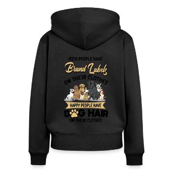 Les gens riches ont des étiquettes de marque T-shirt - Sweat à capuche zippé Premium bio Femme - noir - Dos - Julia (174cm)