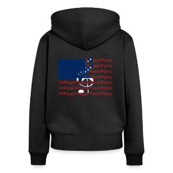 T-shirt de notes de musique de drapeau américain de musicien - Sweat à capuche zippé Premium bio Femme - noir - Dos - Julia (174cm)