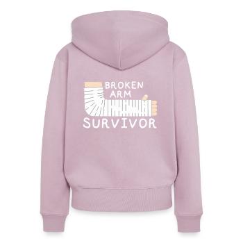 Broken Arm Survivor Arm Bruch Knochenbruch - Frauen Premium Bio Zip Hoodie - Altrosa - Hinten - Julia (174cm)