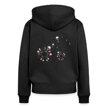 Wine Dandelion Flower T Shirt - Sweat à capuche zippé Premium bio Femme - noir - Dos - Julia (174cm)