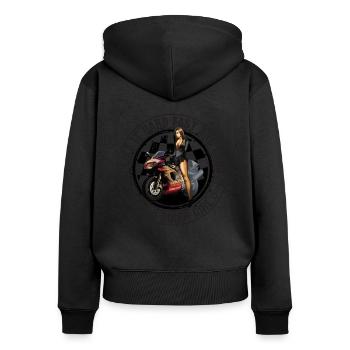 I Like It Hard Fast and Loud Biker Girl - Frauen Premium Bio Zip Hoodie - Schwarz - Hinten - Julia (174cm)