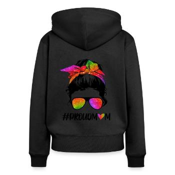 Proud Mom Hashtag - Frauen Premium Bio Zip Hoodie - Schwarz - Hinten - Julia (174cm)