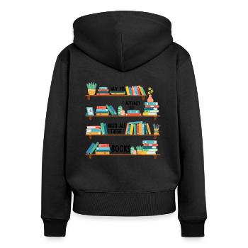 Yes I Really Do Need All These Books - Sweat à capuche zippé Premium bio Femme - noir - Dos - Julia (174cm)