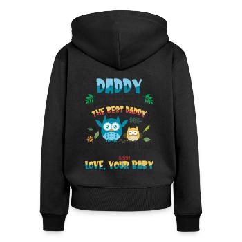 The Best Daddy Owls Bodysuit Father's Day - Frauen Premium Bio Zip Hoodie - Schwarz - Hinten - Julia (174cm)