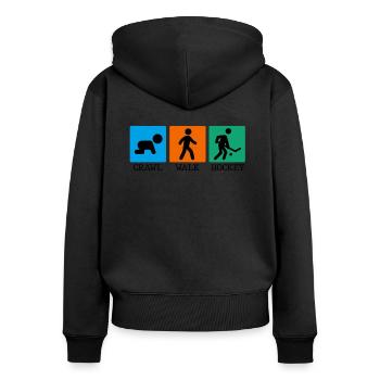 Crawl Walk Hockey Baby Bodysuit Baby Onesie - Women's Premium Organic Zip Hoodie - black - Back - Julia (174cm)