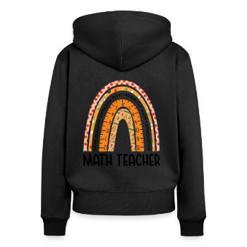 Math Teacher Vintage Rainbow - Frauen Premium Bio Zip Hoodie - Schwarz - Hinten - Julia (174cm)