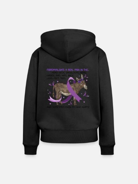 Fibromyalgia Donkey Awareness - Frauen Premium Bio Zip Hoodie - Schwarz